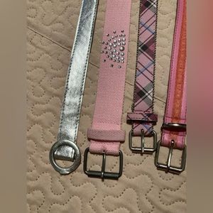 Four 4 Girls Belts Silver Pink Pink Plaid Pink And Orange Pink Stain Gone